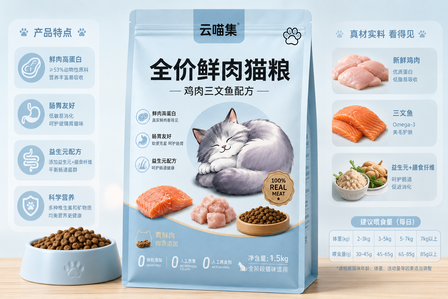 云喵集·全价鲜肉猫粮 AIGC设计